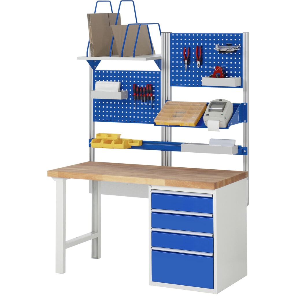 Produktabbildung Nr. 7: RAU Werkbank Serie 7000, 1 Container, HxBxT 890 x 1.500 x 700 mm, 2 x 90%-Auszug-Schubladen, 1 Flügeltür, 1 Fachboden