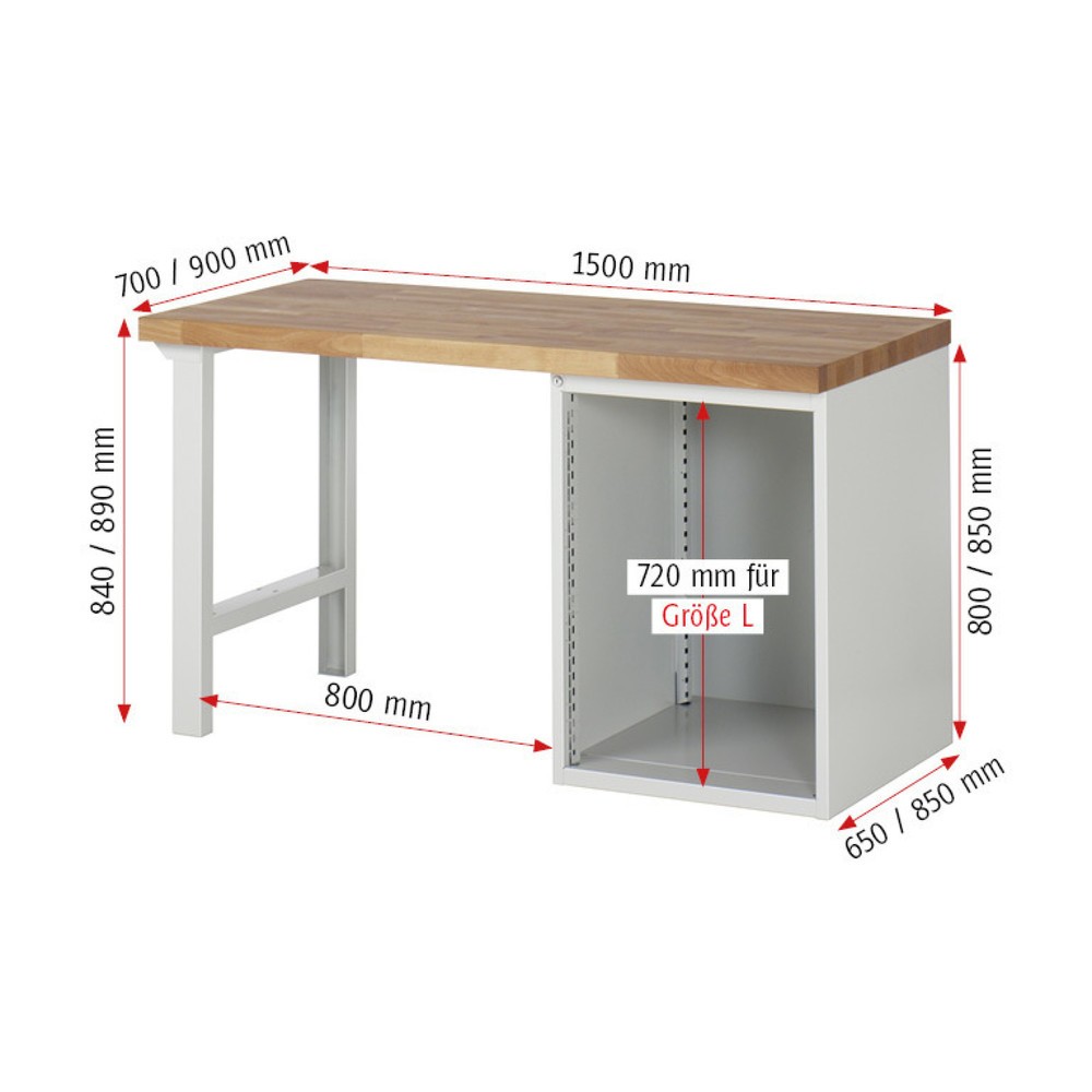 Produktabbildung Nr. 5: RAU Werkbank Serie 7000, 1 Container, HxBxT 890 x 1.500 x 900 mm, 6 x 90%-Auszug-Schubladen 6 x 120 mm, Schubladen-TK 100 kg
