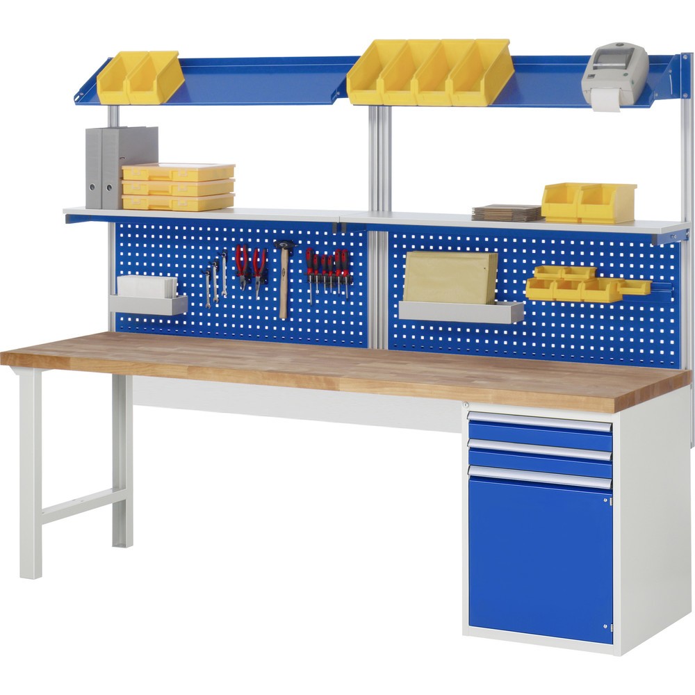 Produktabbildung Nr. 5: RAU Werkbank Serie 7000, 2 Container, HxBxT 890 x 2.500 x 900 mm, 2 Fachböden, 2 Flügeltüren