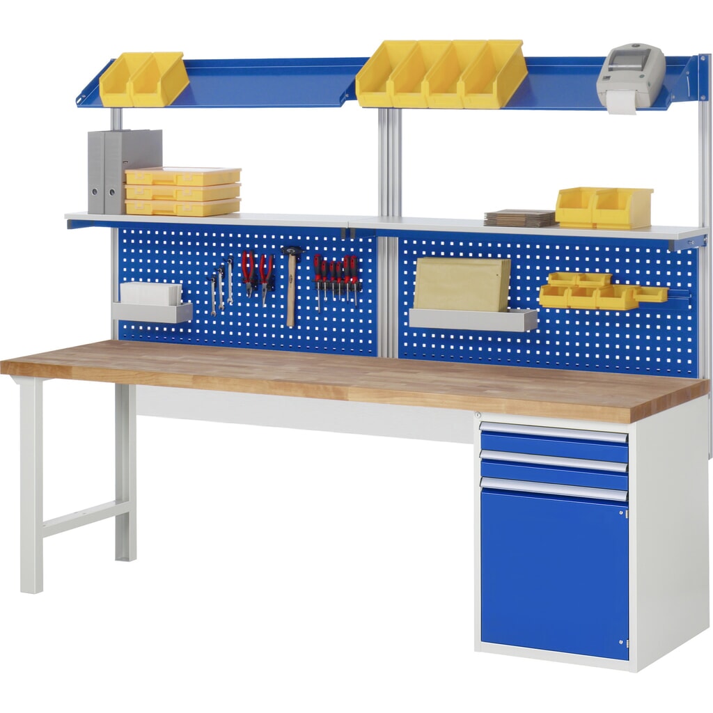 Produktabbildung Nr. 6: RAU Werkbank Serie 7000, 2 Container, HxBxT 840 x 2.500 x 700 mm, 2 Schubladen 2 x 180 mm, 1 Fachboden, 2 Flügeltüren