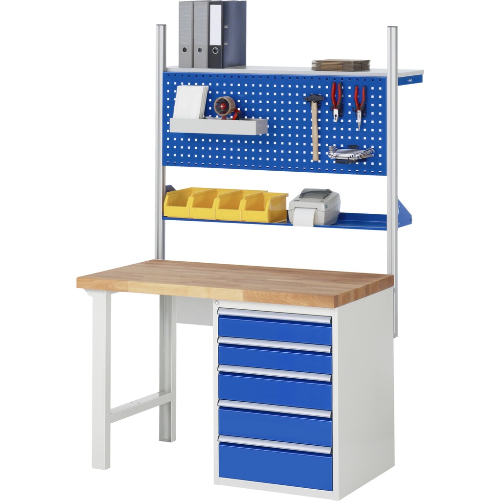 Produktabbildung Nr. 8: RAU Werkbank Serie 7000, 1 Container, HxBxT 890 x 1.250 x 900 mm, 3 x 100%-Auszug-Schubladen 1 x 150, 1 x 210, 1 x 360 mm, Schubladen-TK 100 kg