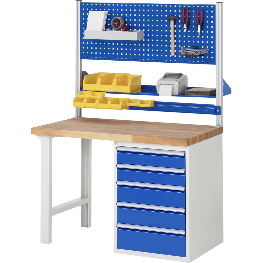 Produktabbildung Nr. 9: RAU Werkbank Serie 7000, 1 Container, HxBxT 890 x 1.250 x 900 mm, 3 x 100%-Auszug-Schubladen 1 x 150, 1 x 210, 1 x 360 mm, Schubladen-TK 100 kg