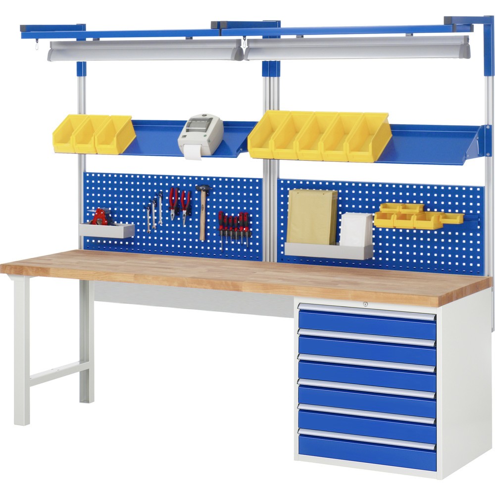 Produktabbildung Nr. 5: RAU Werkbank Serie 7000, 1 Container, HxBxT 890 x 2.500 x 700 mm, 4 x 100%-Auszug-Schubladen 4 x 180 mm, Schubladen-TK 75 kg