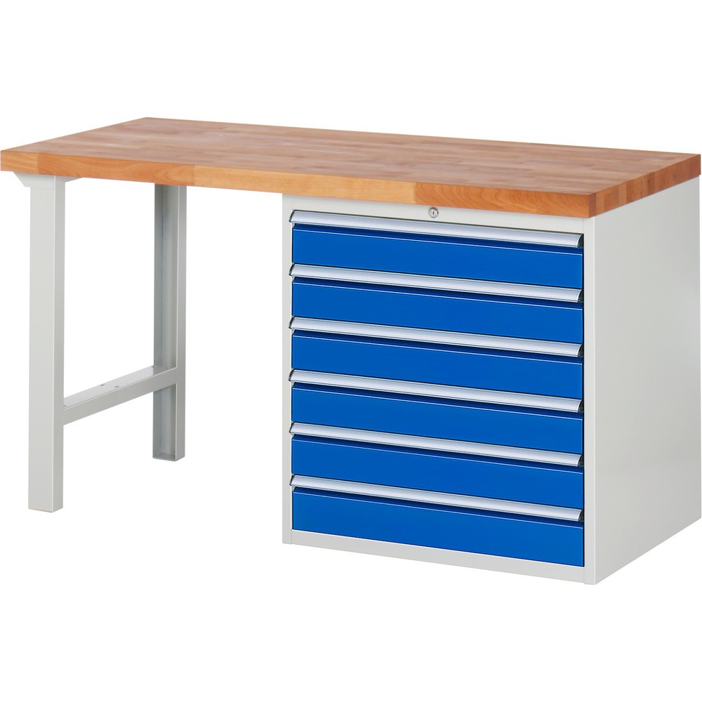 Produktabbildung Nr. 1: RAU Werkbank Serie 7000, 1 Container, HxBxT 890 x 1.500 x 700 mm, 6 x 90%-Auszug-Schubladen 6 x 120 mm, Schubladen-TK 75 kg