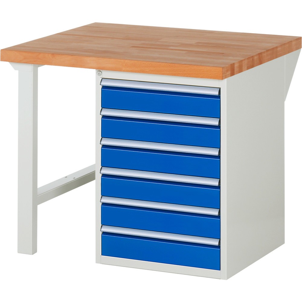 Produktabbildung Nr. 1: RAU Werkbank Serie 7000, 1 Container, HxBxT 840 x 1.000 x 900 mm, 6 x 90%-Auszug-Schubladen 6 x 120 mm, Schubladen-TK 100 kg