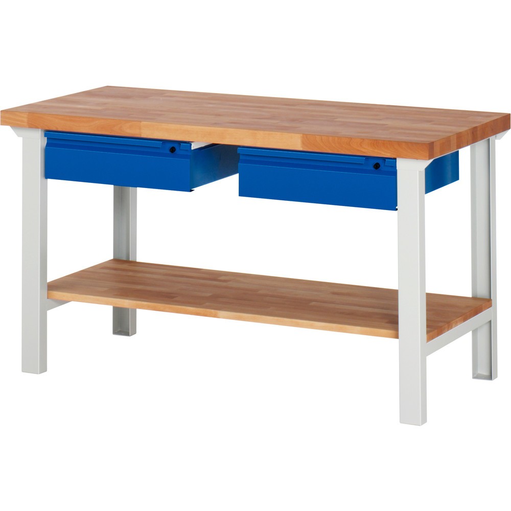 Produktabbildung Nr. 1: RAU Werkbank Serie 7000, 1 Buche-Massiv-Ablageboden, HxBxT 840 x 1.500 x 700 mm, 2 Schubladen 2 x 150 mm