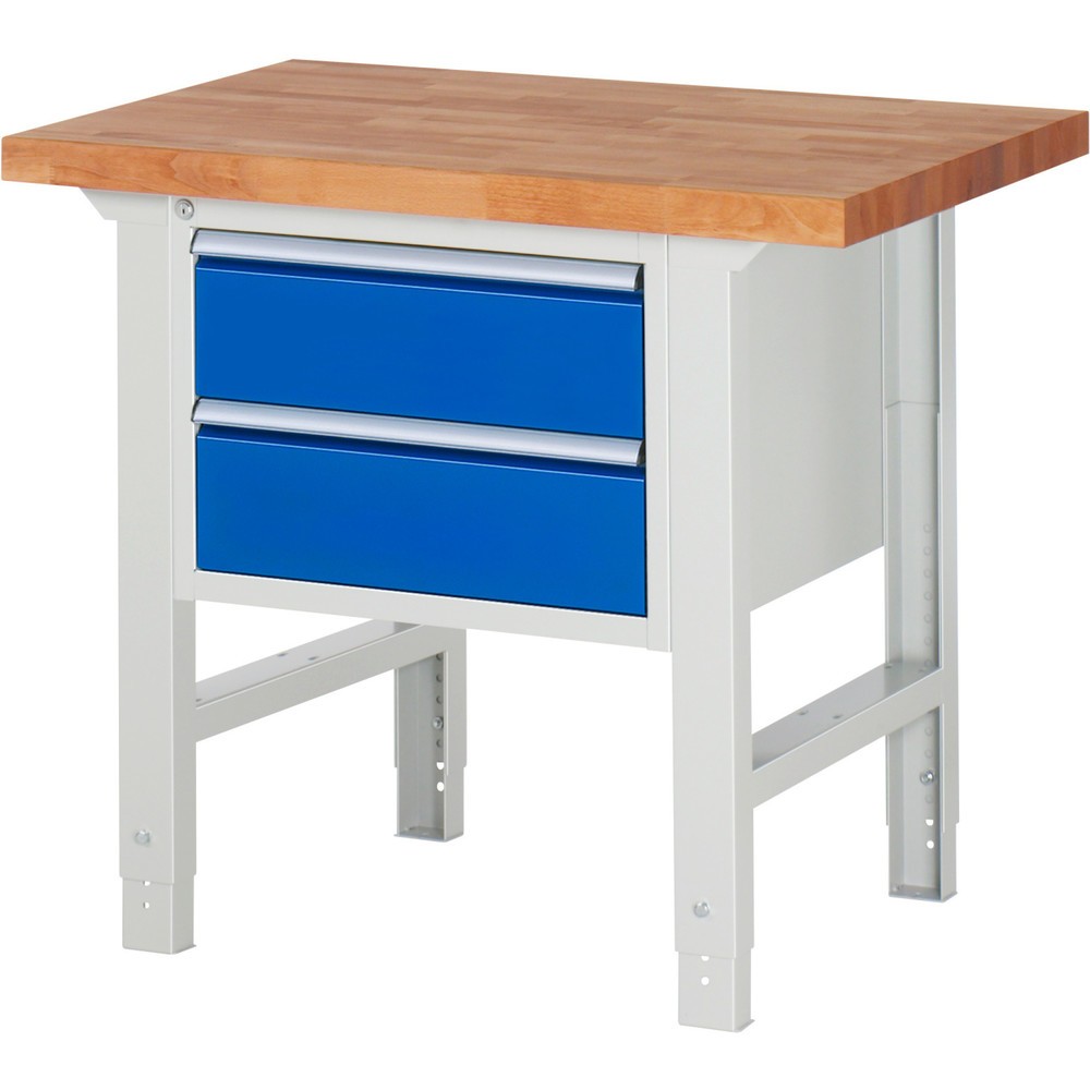 Produktabbildung Nr. 1: RAU Werkbank Serie 7000, HxBxT 790-1.140 x 1.000 x 700 mm, 2 Schubladen 2 x 180 mm