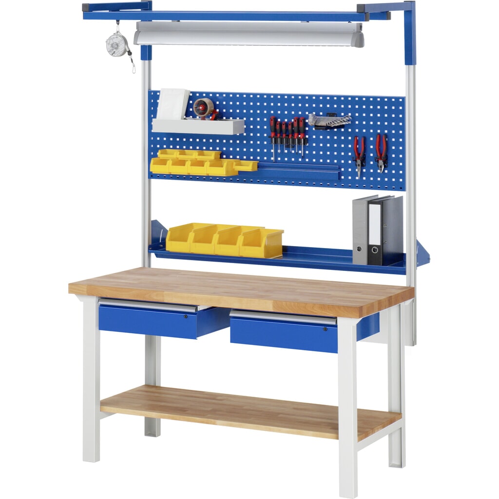 Produktabbildung Nr. 7: RAU Werkbank Serie 7000, HxBxT 790-1.140 x 1.500 x 700 mm, 2 Schubladen, ErgoScript