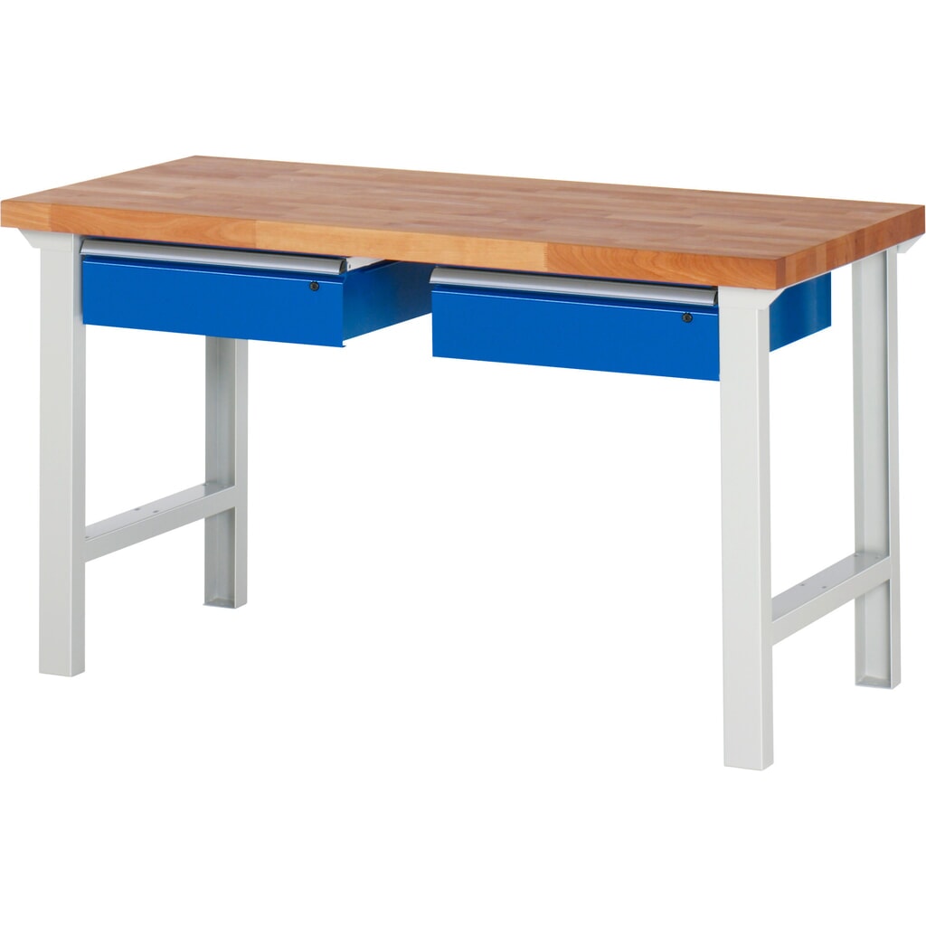 RAU Werkbank Serie 7000, HxBxT 840 x 1.500 x 700 mm, 2 Schubladen 2 x 150 mm Produktabbildung: RAU Werkbank Serie 7000, HxBxT 840 x 1.500 x 700 mm, 2 Schubladen 2 x 150 mm