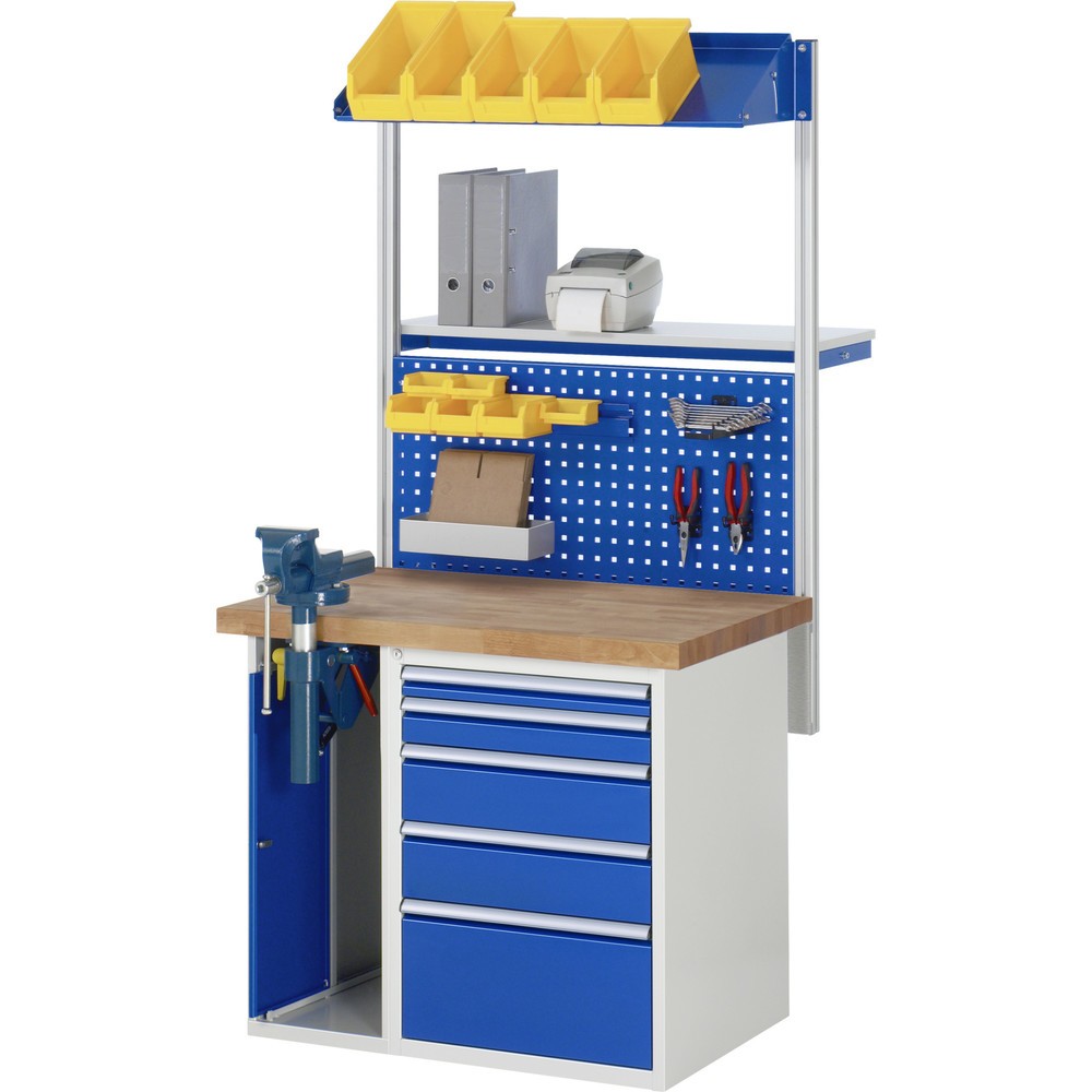 Produktabbildung Nr. 4: RAU Werkbank Serie 7000, 2 Container, HxBxT 840 x 1.000 x 700 mm, 4 x 90%-Auszug-Schubladen 3 x 150 mm, 1 x 270 mm, Schubladen-TK 100 kg