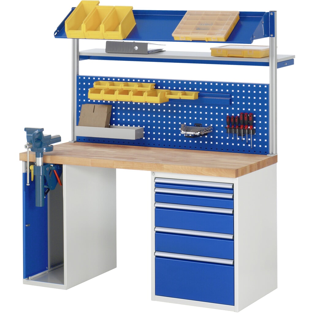Produktabbildung Nr. 6: RAU Werkbank Serie 7000, 2 Container, HxBxT 840 x 1.500 x 700 mm, 5 Schubladen 1 x 60 mm, 1 x 90 mm, 2 x 150 mm, 1 x 270 mm