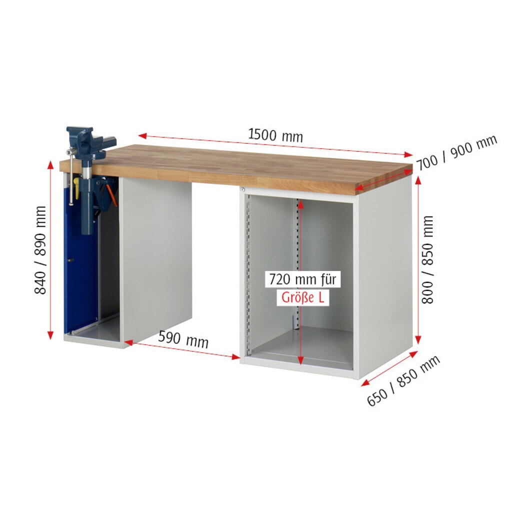 RAU Werkbank Serie 7000, 2 Container, HxBxT 840 x 1.500 x 700 mm, 5 Schubladen 1 x 60 mm, 1 x 90 mm, 2 x 150 mm, 1 x 270 mm Produktabbildung Nr. 7: RAU Werkbank Serie 7000, 2 Container, HxBxT 840 x 1.500 x 700 mm, 5 Schubladen 1 x 60 mm, 1 x 90 mm, 2 x 150 mm, 1 x 270 mm
