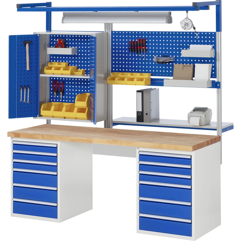 Produktabbildung Nr. 7: RAU Werkbank Serie 7000, 2 Container, HxBxT 840 x 2.000 x 700 mm, 12 x 100%-Auszug-Schubladen 6 x 90 mm, 6 x 150 mm