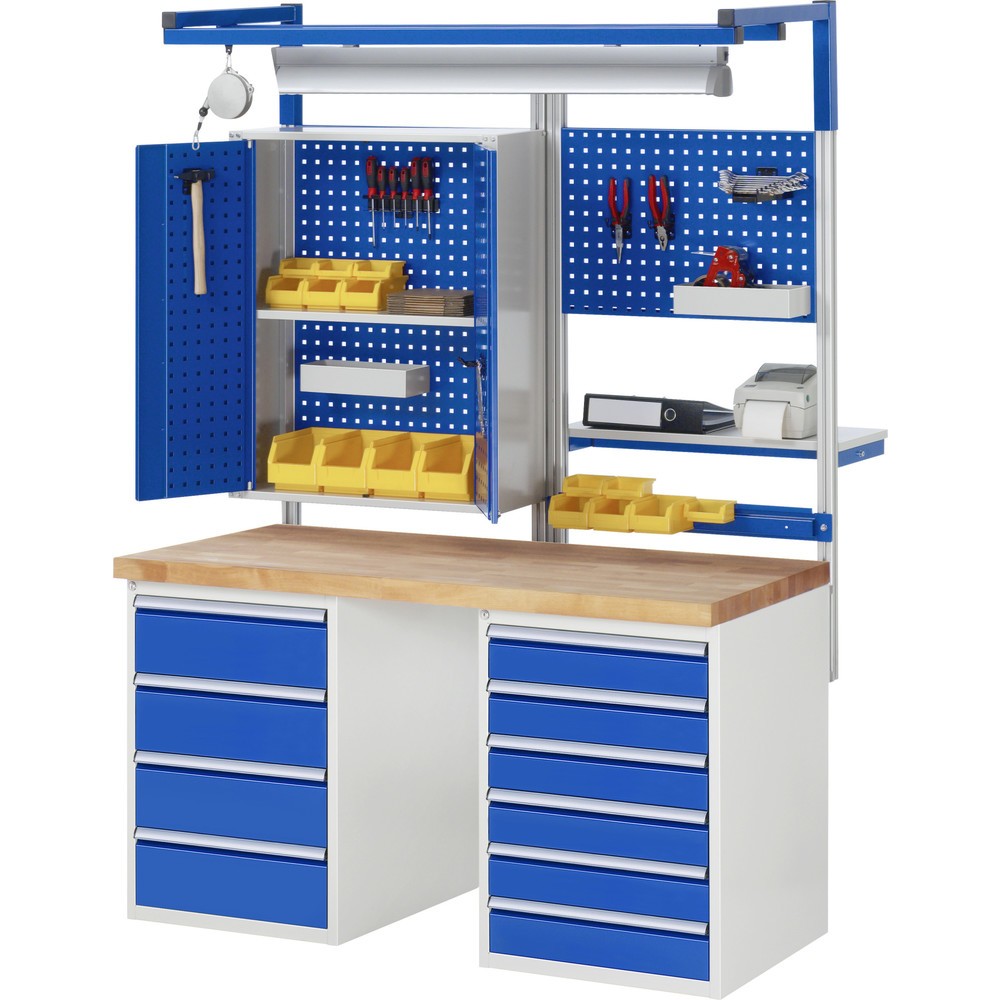 Produktabbildung Nr. 5: RAU Werkbank Serie 7000, 2 Container, HxBxT 840 x 1.500 x 900 mm, 8 x 90%-Auszug-Schubladen 3 x 150 mm, 4 x 180 mm, 1 x 270 mm