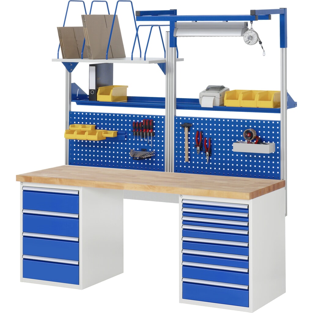 Produktabbildung Nr. 8: RAU Werkbank Serie 7000, 2 Container, HxBxT 840 x 2.000 x 700 mm, 12 x 100%-Auszug-Schubladen 6 x 90 mm, 6 x 150 mm