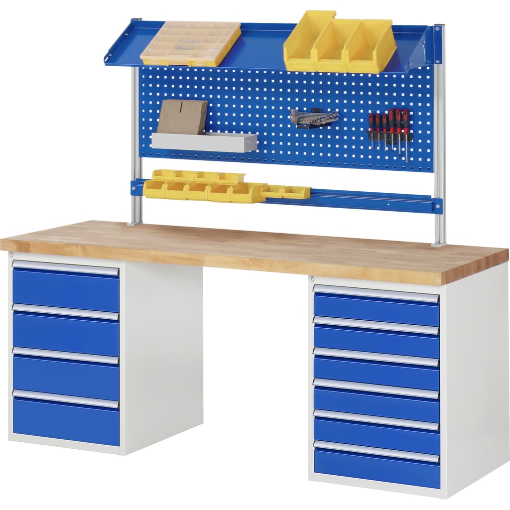 Produktabbildung Nr. 9: RAU Werkbank Serie 7000, 2 Container, HxBxT 840 x 2.000 x 700 mm, 12 x 100%-Auszug-Schubladen 6 x 90 mm, 6 x 150 mm