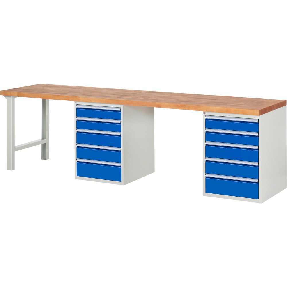 Produktabbildung Nr. 1: RAU Werkbank Serie 7000, 2 Container, HxBxT 890 x 3.000 x 700 mm, 10 x 90%-Auszug-Schubladen 4 x 120, 4 x 150, 2 x 180 mm