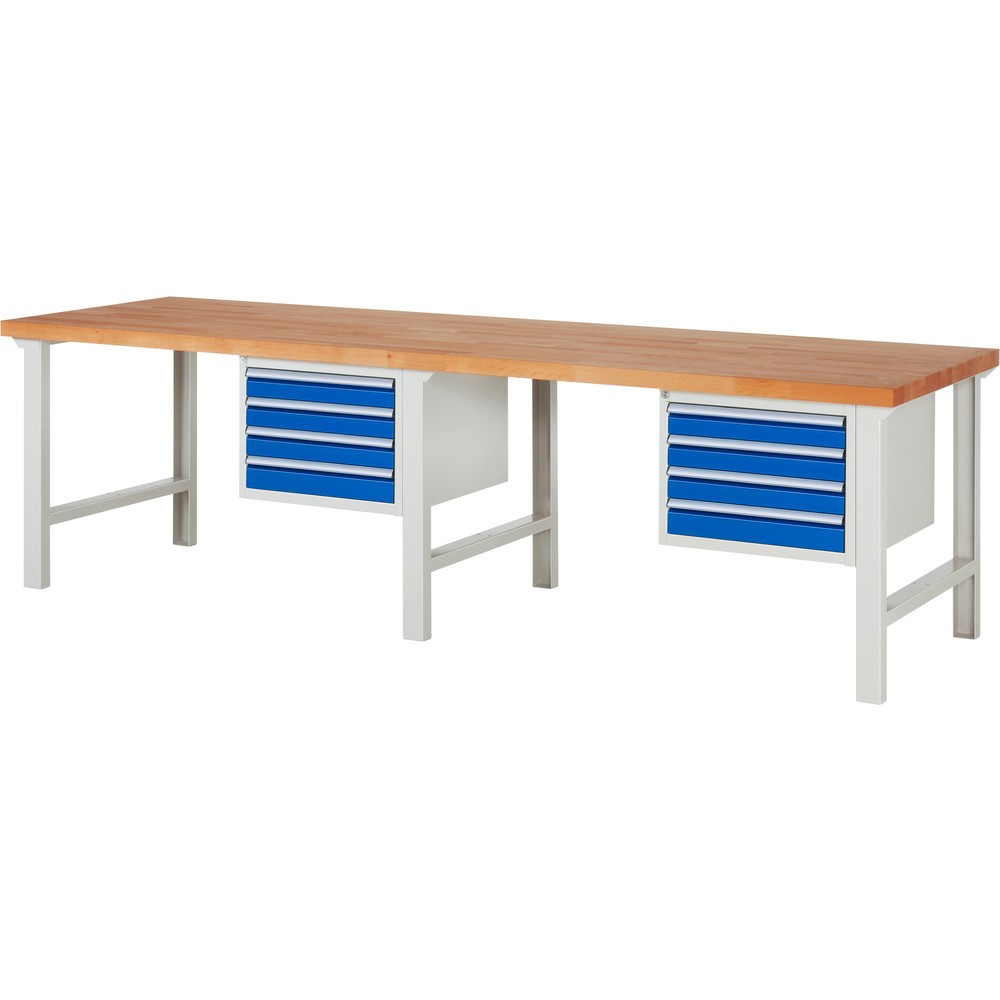 Produktabbildung Nr. 1: RAU Werkbank Serie 7000, 2 Container, HxBxT 840 x 3.000 x 900 mm, 8 x 100%-Auszug-Schubladen 8 x 90 mm
