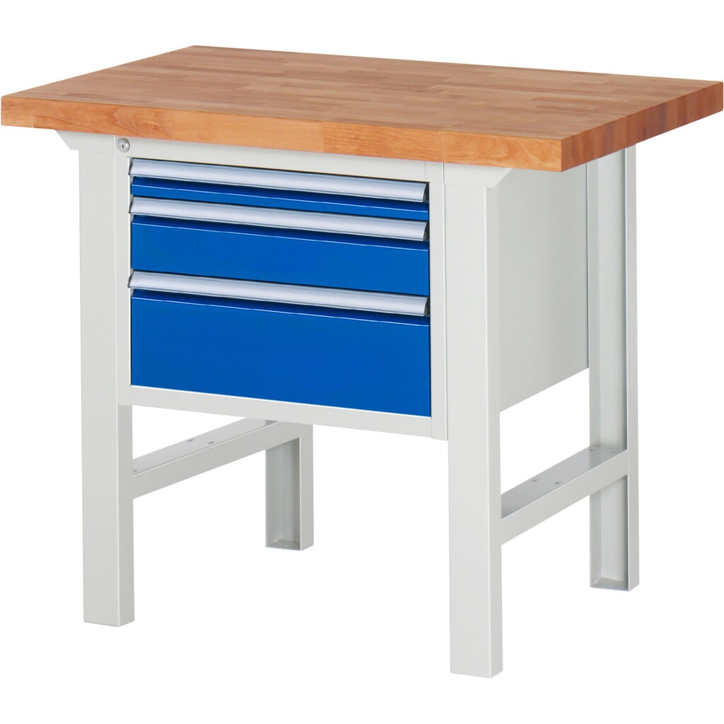 Produktabbildung Nr. 1: RAU Werkbank Serie 7000, HxBxT 840 x 1.000 x 700 mm, 3 Schubladen 1 x 60 mm, 1 x 120 mm, 1 x 180 mm