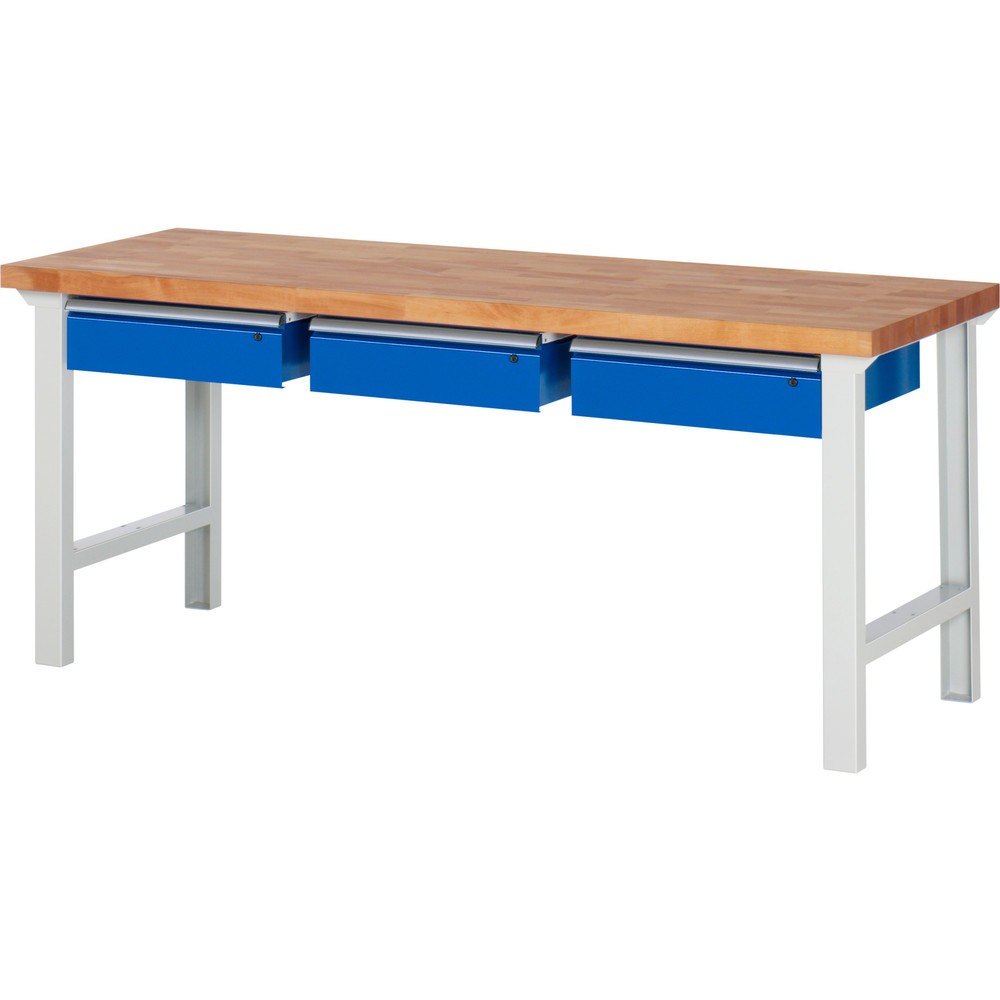 Produktabbildung Nr. 1: RAU Werkbank Serie 7000, HxBxT 840 x 2.000 x 700 mm, 3 Schubladen 3 x 150 mm, Schubladen-TK 50 kg
