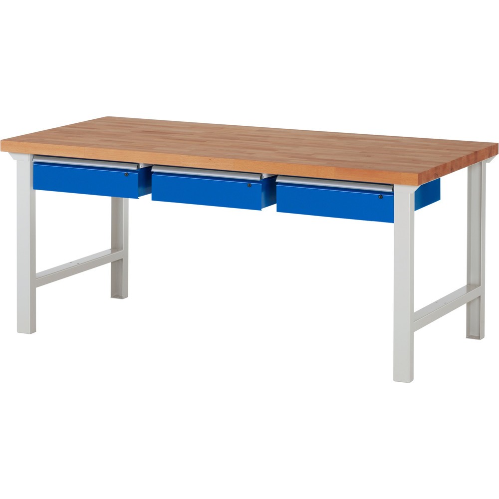 Produktabbildung Nr. 1: RAU Werkbank Serie 7000, HxBxT 840 x 2.000 x 900 mm, 3 Schubladen 3 x 150 mm, Schubladen-TK 50 kg