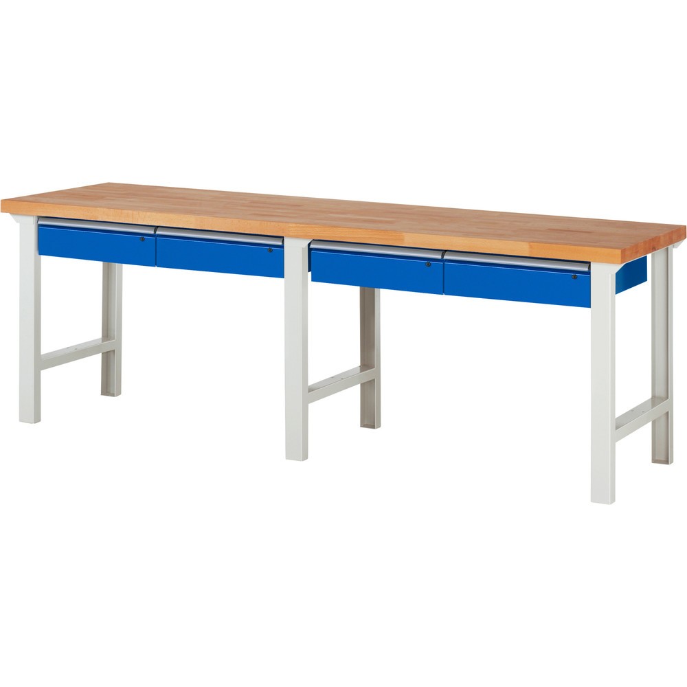 Produktabbildung: RAU Werkbank Serie 7000, HxBxT 840 x 2.500 x 700 mm, 4 Schubladen 4 x 150 mm