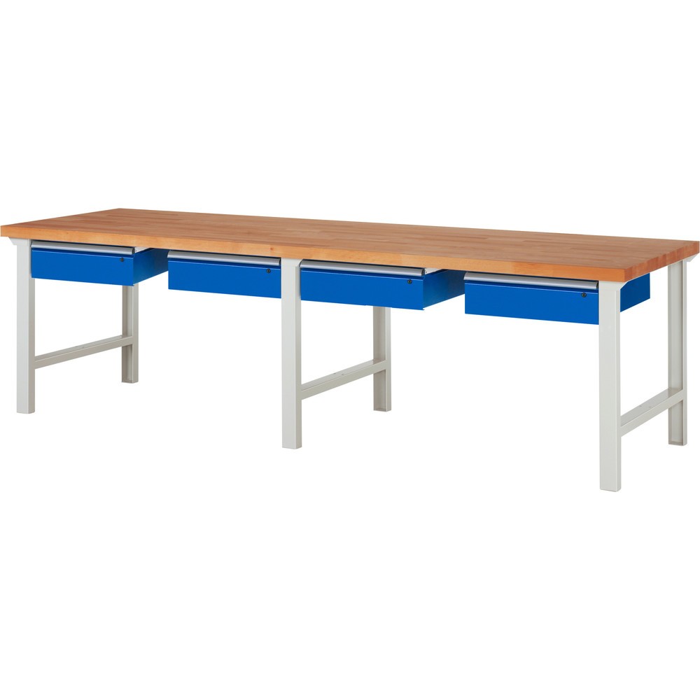 Produktabbildung: RAU Werkbank Serie 7000, HxBxT 840 x 3.000 x 900 mm, 4 Schubladen 4 x 150 mm