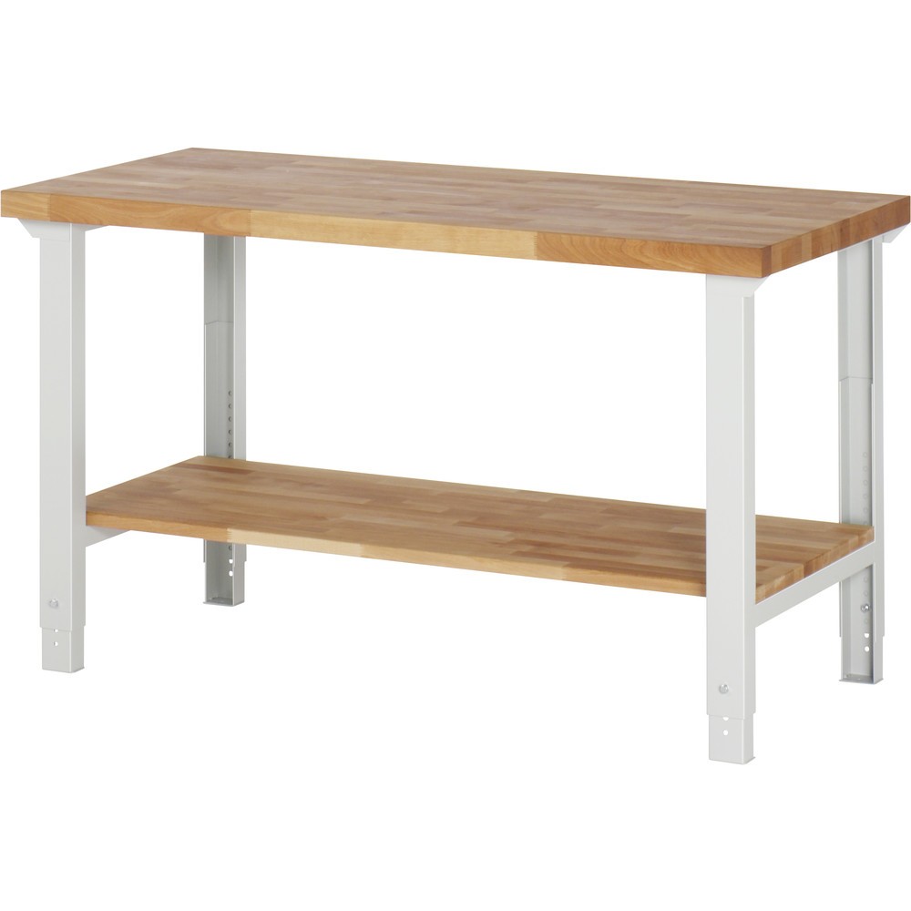 Produktabbildung: RAU Werkbank Serie 7000, HxBxT 790-1.140 x 1.500 x 700 mm, Ablageboden unten