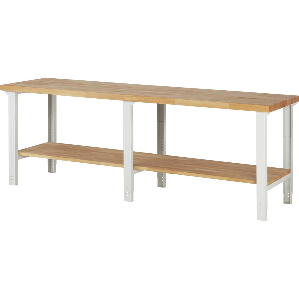 Produktabbildung: RAU Werkbank Serie 7000, HxBxT 790-1.140 x 2.500 x 700 mm, Ablageboden unten
