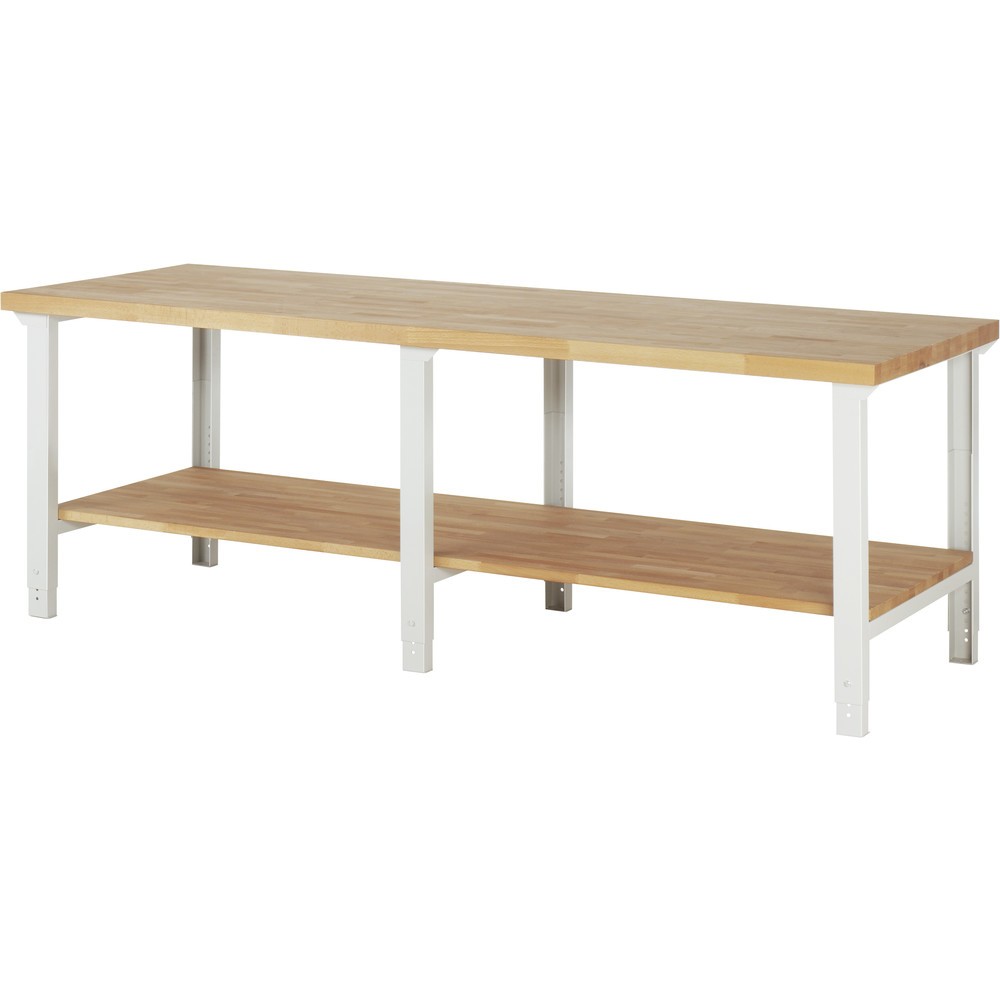 Produktabbildung: RAU Werkbank Serie 7000, HxBxT 790-1.140 x 2.500 x 900 mm, Ablageboden unten