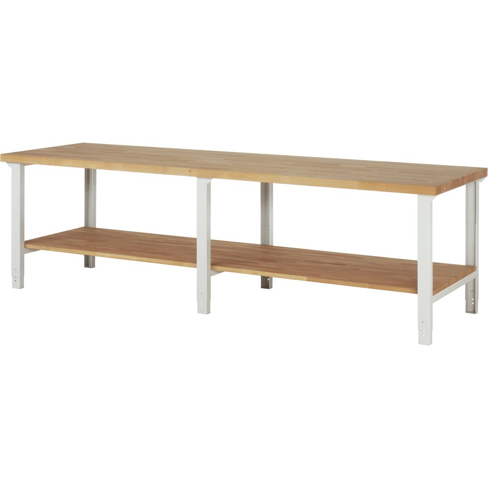 Produktabbildung: RAU Werkbank Serie 7000, HxBxT 790-1.140 x 3.000 x 900 mm, Ablageboden unten