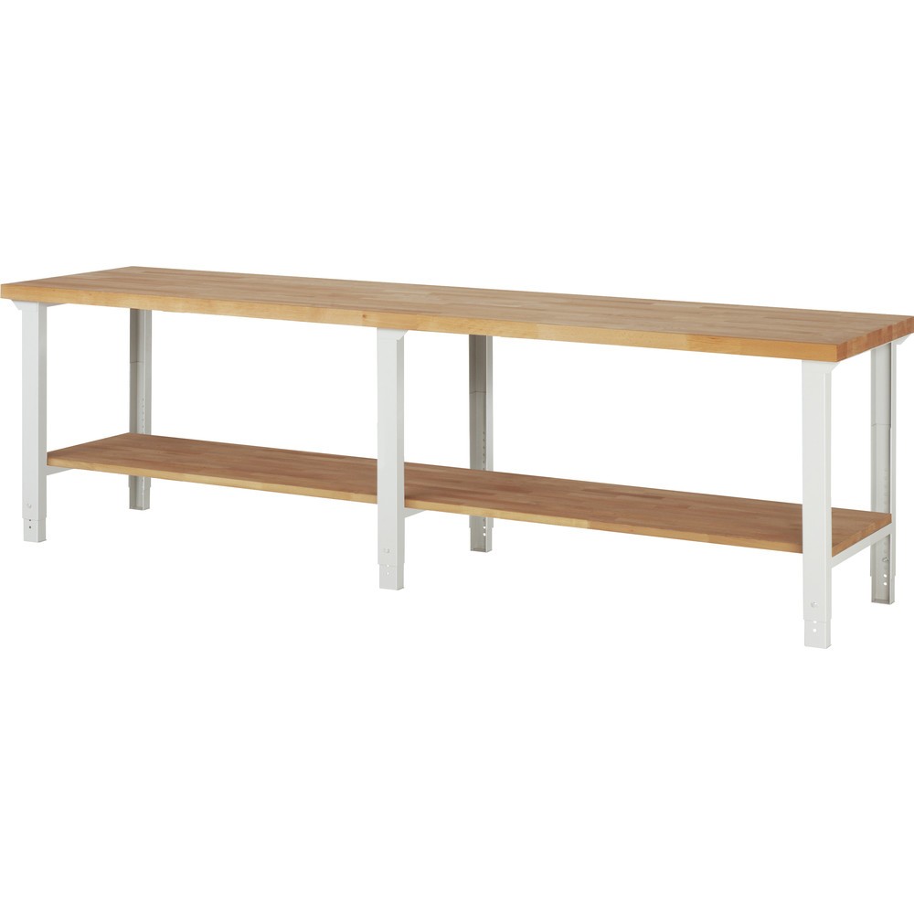 Produktabbildung: RAU Werkbank Serie 7000, HxBxT 790-1.140 x 3.000 x 700 mm, Ablageboden unten