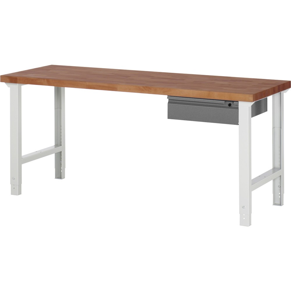 Produktabbildung Nr. 1: RAU Werkbank Serie 7000, Rotbuche-Massiv-Arbeitsplatte, 1 Schublade, HxBxT 790-1.140 x 2.000 x 700 mm, 1 Schublade