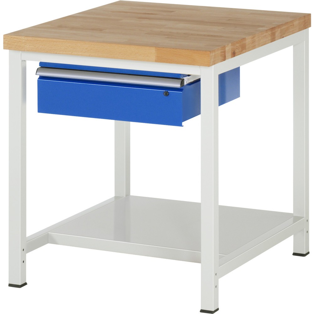 Produktabbildung: RAU Werkbank Serie 8000, HxBxT 840-1.040 x 750 x 900 mm, 1 Schublade, 1 Ablageboden Tiefe 650 mm