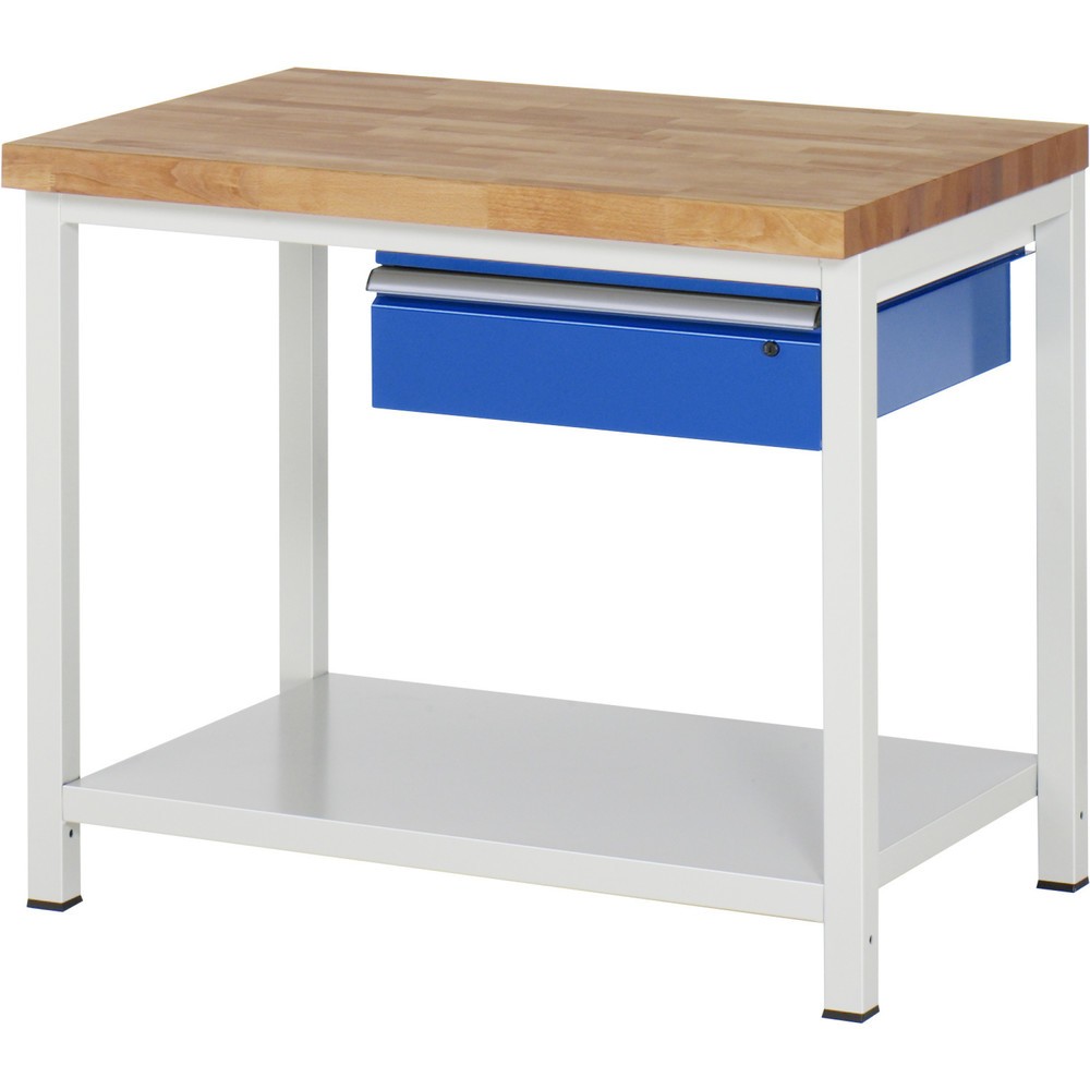 Produktabbildung Nr. 1: RAU Werkbank Serie 8000, HxBxT 840-1.040 x 1.000 x 700 mm, 1 Schublade, 1 Ablageboden Tiefe 650 mm