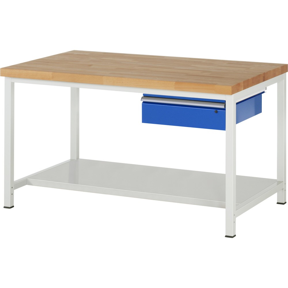 Produktabbildung Nr. 1: RAU Werkbank Serie 8000, HxBxT 840-1.040 x 1.500 x 900 mm, 1 Schublade, 1 Ablageboden Tiefe 650 mm