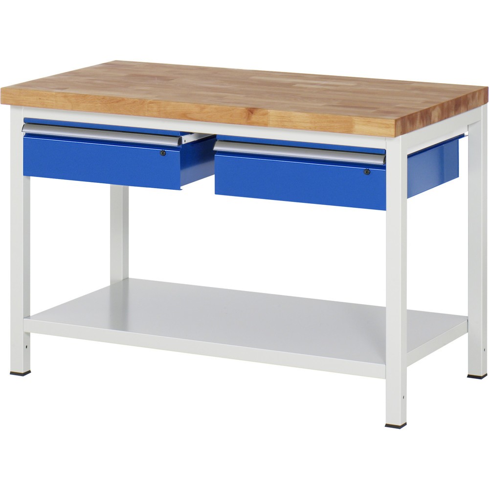 Produktabbildung Nr. 1: RAU Werkbank Serie 8000, HxBxT 840 x 1.250 x 700 mm, 2 Schubladen, 1 Ablageboden Tiefe 650 mm