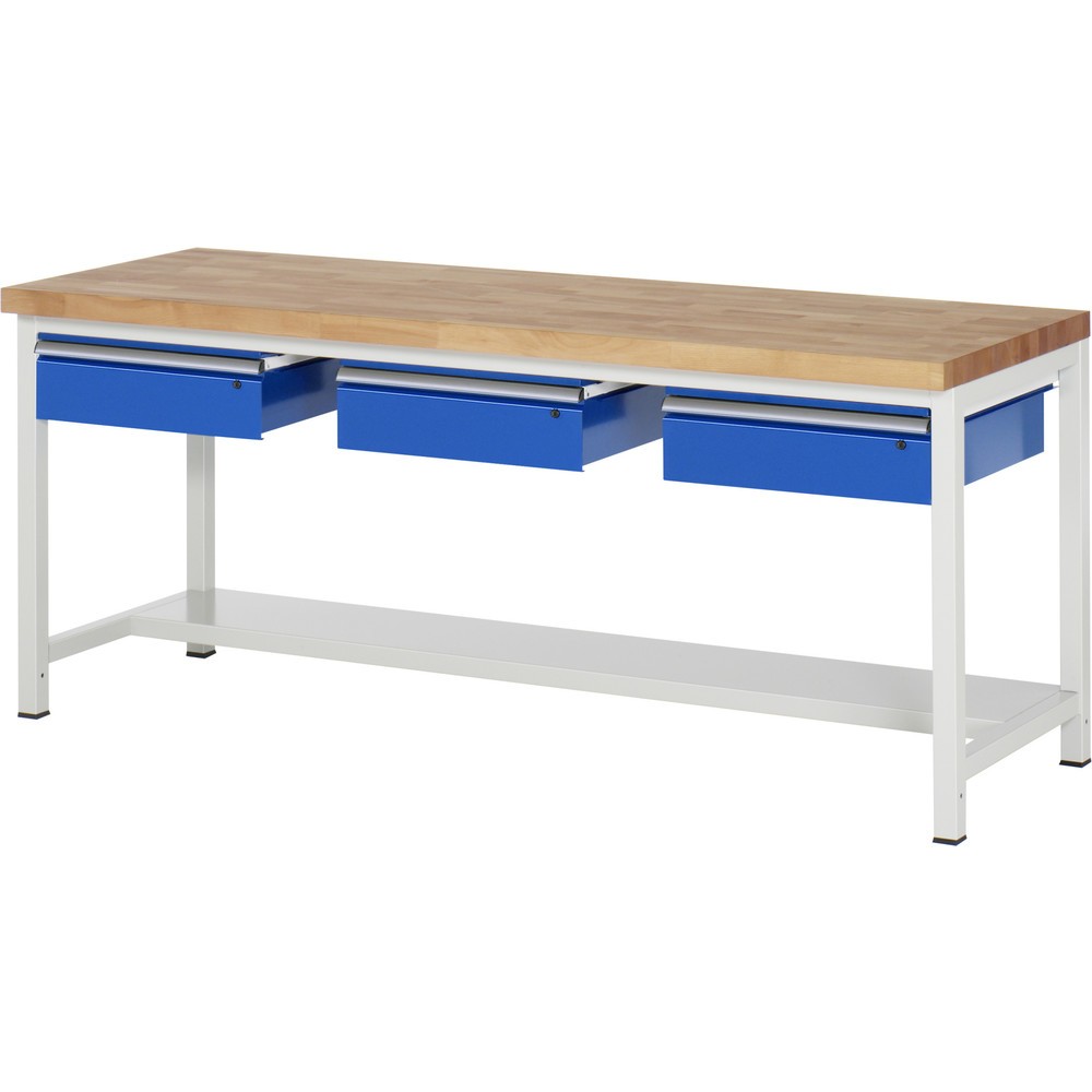 Produktabbildung Nr. 1: RAU Werkbank Serie 8000, HxBxT 840 x 2.000 x 700 mm, 3 Schubladen, 1 Ablageboden Tiefe 320 mm