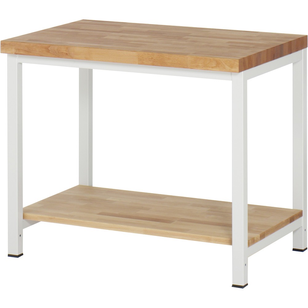 Produktabbildung: RAU Werkbank Serie 8000, 1 Buche-Massiv-Ablageboden Tiefe 557 mm, HxBxT 840 x 1.000 x 700 mm