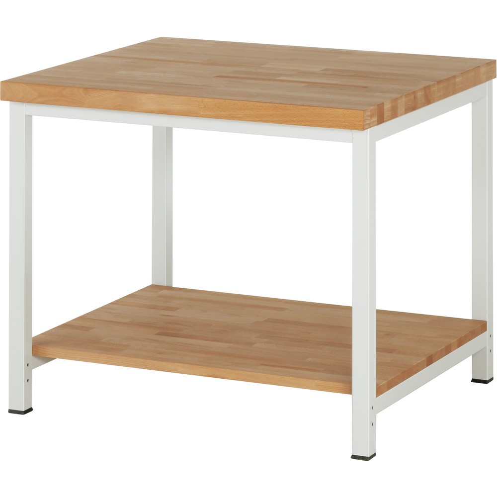 Produktabbildung: RAU Werkbank Serie 8000, 1 Buche-Massiv-Ablageboden Tiefe 757 mm, HxBxT 840 x 1.000 x 900 mm