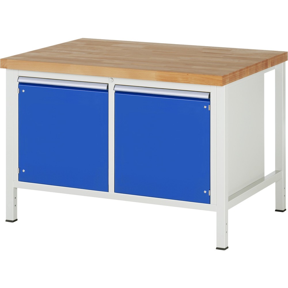 Produktabbildung Nr. 1: RAU Werkbank Serie 8000, 1 Doppel-Container, 2 Flügeltüren, HxBxT 840 x 1.250 x 900 mm