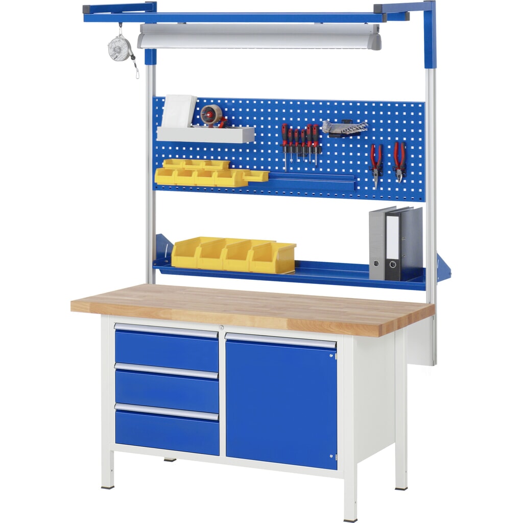 Produktabbildung Nr. 8: RAU Werkbank Serie 8000, 1 Doppel-Container, HxBxT 840-1.040 x 1.500 x 900 mm, 8 x 100%-Auszug-Schubladen 4 x 120, 4 x 150 mm, Breite 490 mm