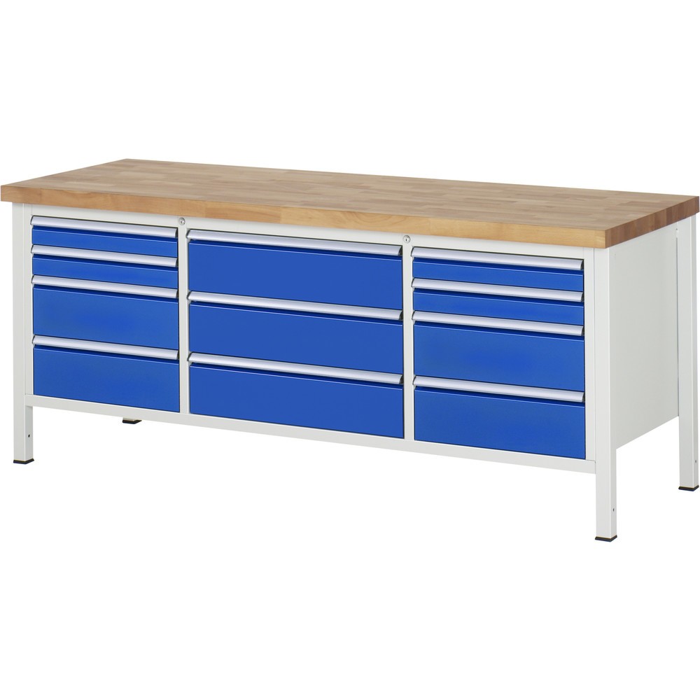 Produktabbildung Nr. 1: RAU Werkbank Serie 8000, 1 Dreifach-Container, HxBxT 840 x 2.000 x 700 mm, 11 Schublade 4 x 90, 7 x 180 mm, Schubladen-TK 75/100 kg