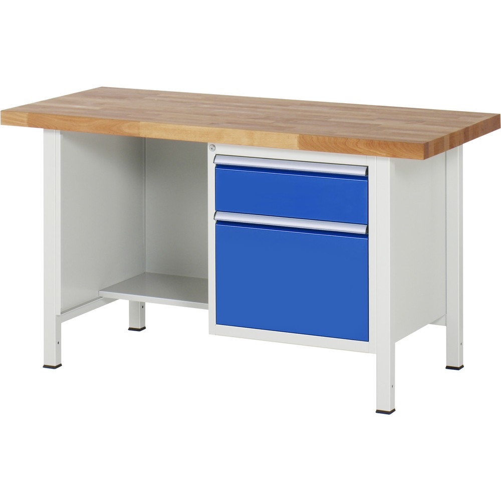 Produktabbildung Nr. 1: RAU Werkbank Serie 8000, 1 Ablageboden, HxBxT 840 x 1.500 x 700 mm, 2 x 90%-Auszug-Schubladen