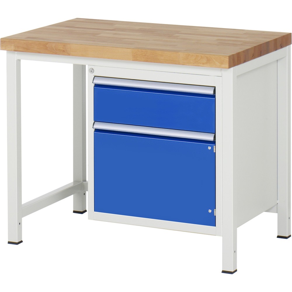 Produktabbildung Nr. 1: RAU Werkbank Serie 8000, 1 Flügeltür, HxBxT 840-1.040 x 1.000 x 700 mm, 1 x 100%-Auszug-Schublade, ErgoScript