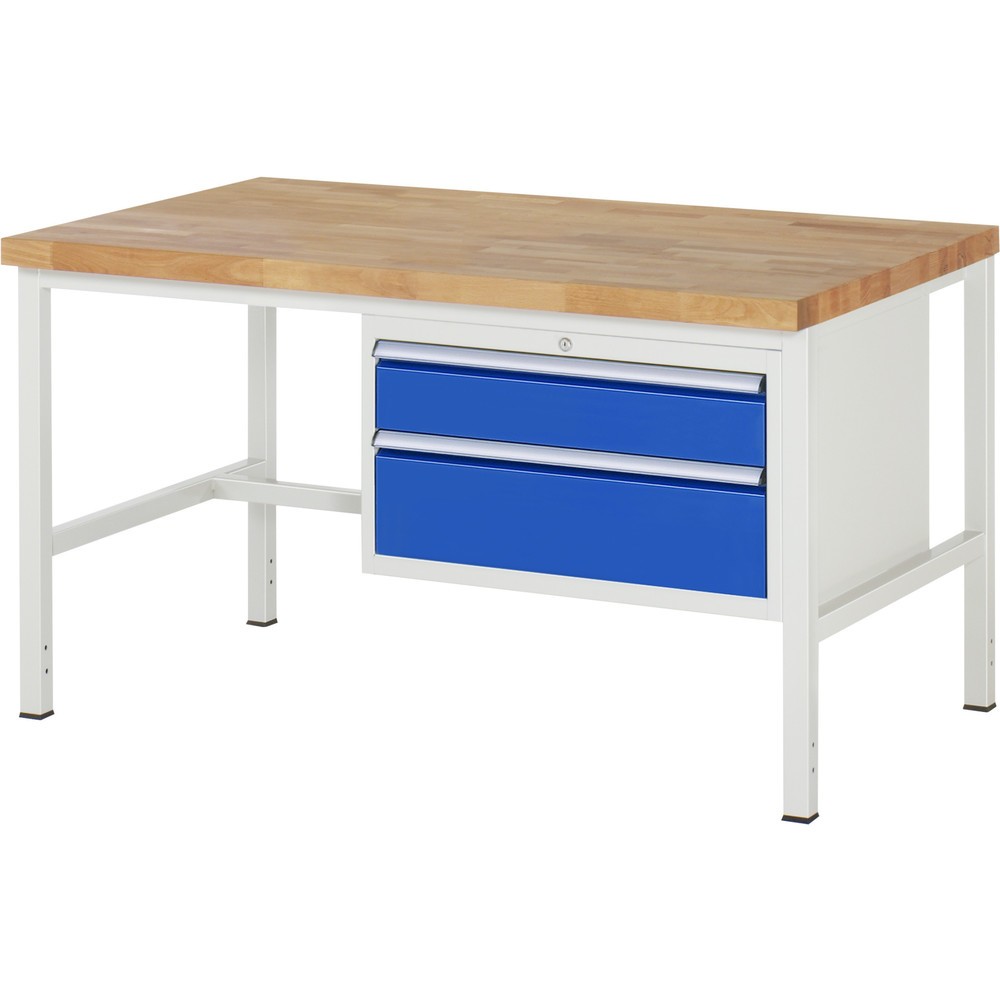 Produktabbildung Nr. 1: RAU Werkbank Serie 8000, HxBxT 840 x 1.500 x 900 mm, 2 x 100%-Auszug-Schubladen 1 x 150, 1 x 210 mm, Schubladen-TK 75 kg