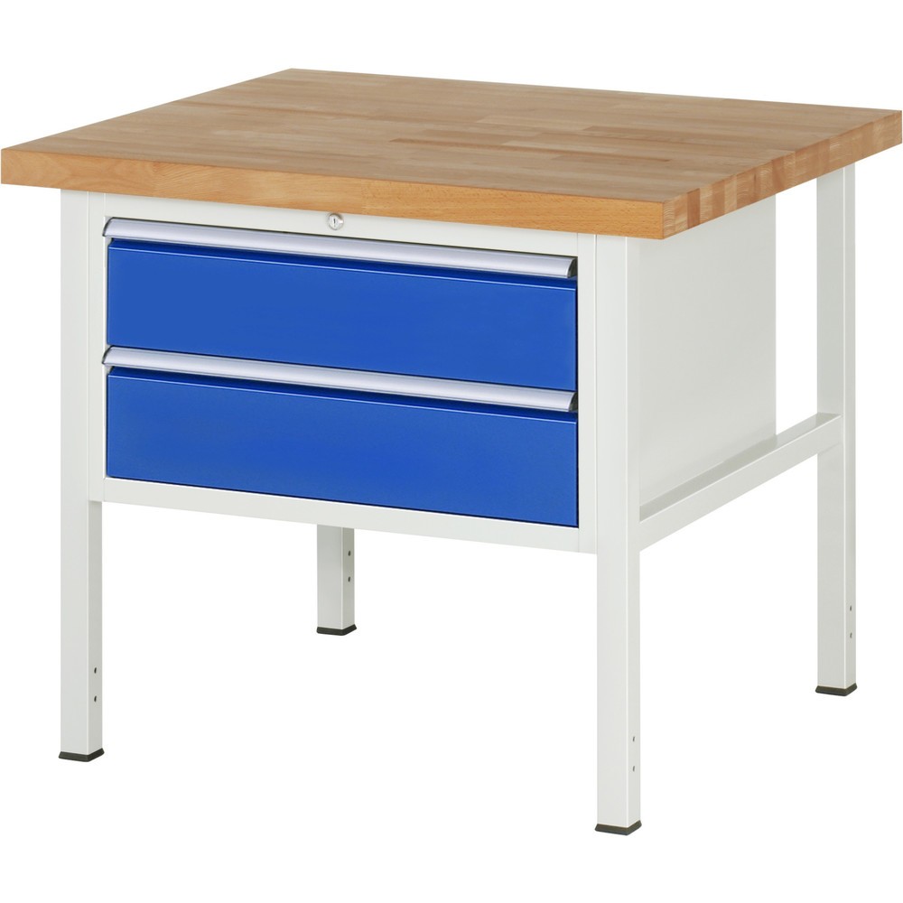Produktabbildung: RAU Werkbank Serie 8000, HxBxT 840 x 1.000 x 900 mm, 2 x 100%-Auszug-Schubladen 2 x 180 mm, Schubladen-TK 75 kg