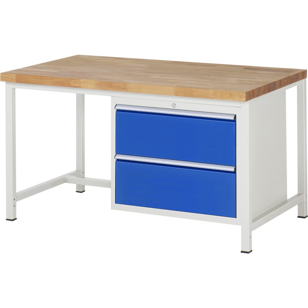 Produktabbildung Nr. 1: RAU Werkbank Serie 8000, HxBxT 840-1.040 x 1.500 x 900 mm, 2 x 100%-Auszug-Schubladen 2 x 270 mm, Schubladen-TK 75 kg