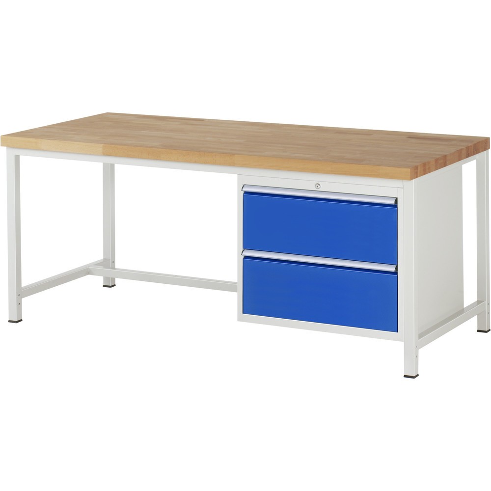 Produktabbildung Nr. 1: RAU Werkbank Serie 8000, HxBxT 840-1.040 x 2.000 x 900 mm, 2 x 100%-Auszug-Schubladen 2 x 270 mm, Schubladen-TK 75 kg