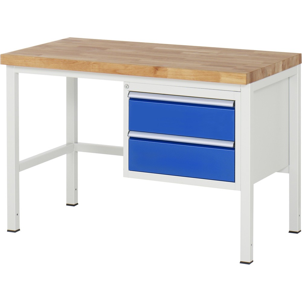 Produktabbildung Nr. 1: RAU Werkbank Serie 8000, HxBxT 840 x 1.250 x 700 mm, 2 x 100%-Auszug-Schubladen 2 x 180 mm, Schubladen-TK 100 kg